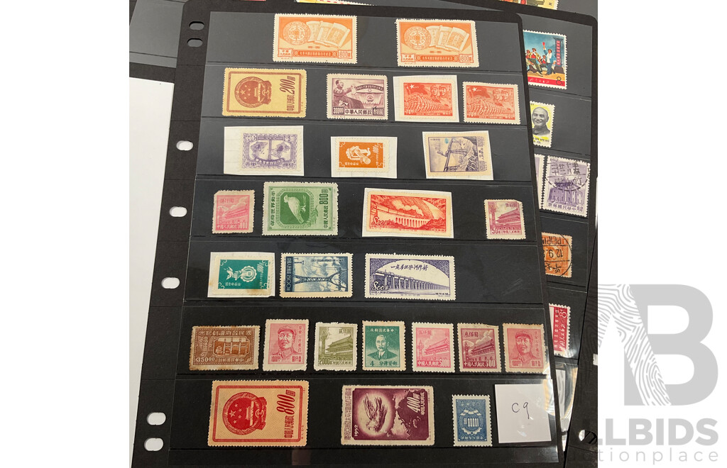 Collection of Chinese Stamps Including 1950's Gate of Heavenly Peace, 1965 Peoples Liberation Army, 1967 Long Live Invincible Mao Zedong Thought, Poem Sets 1968 Directives of Chairman Mao and More