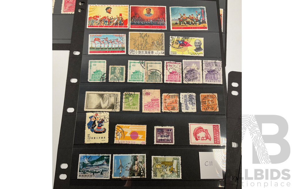 Collection of Chinese Stamps Including 1950's Gate of Heavenly Peace, 1965 Peoples Liberation Army, 1967 Long Live Invincible Mao Zedong Thought, Poem Sets 1968 Directives of Chairman Mao and More