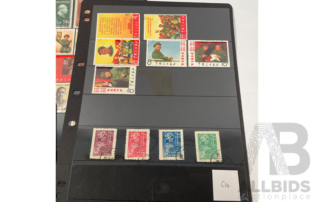 Collection of Chinese Stamps Including 1950's Gate of Heavenly Peace, 1965 Peoples Liberation Army, 1967 Long Live Invincible Mao Zedong Thought, Poem Sets 1968 Directives of Chairman Mao and More