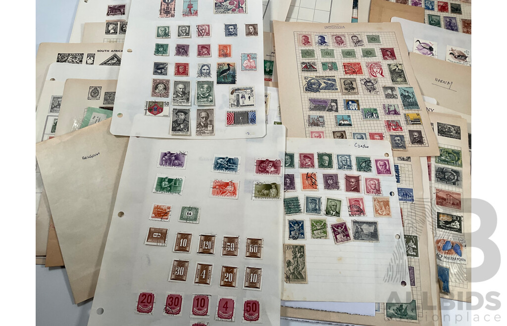 Collection of Mostly European Vintage Stamps Including Russia, Spain, Portugal, Romania, Norway, Poland, Netherlands, Italy, Malta, Hungary, France/Colonies, Denmark, Germany