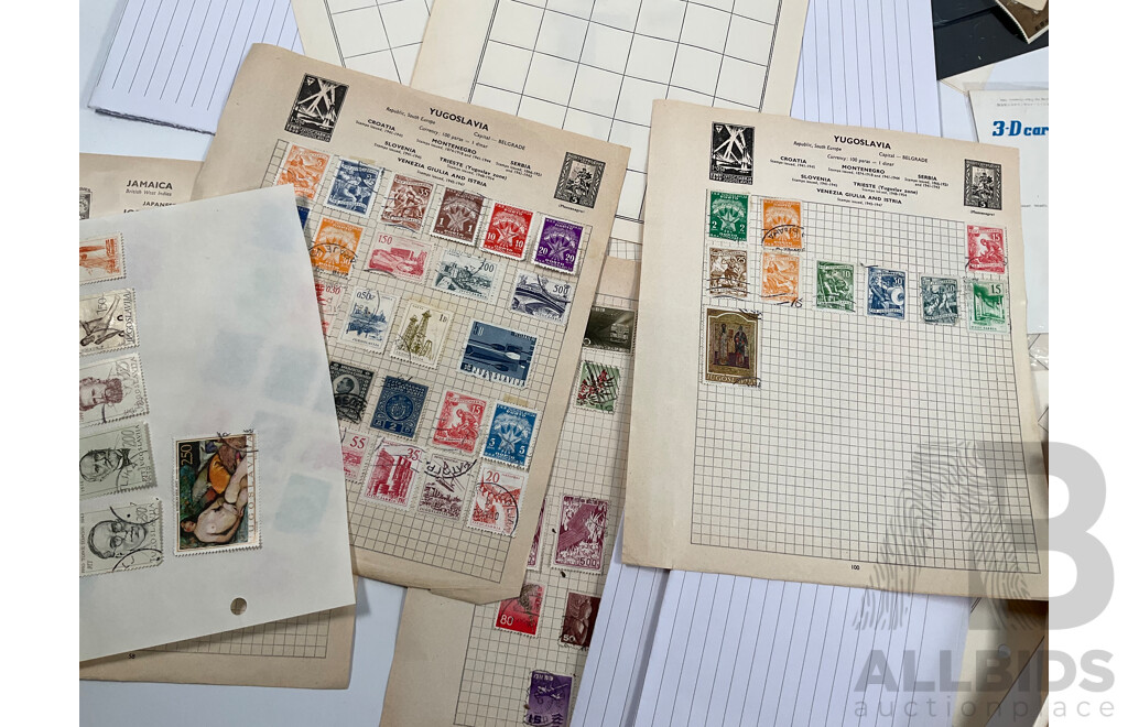 Collection of Vintage International Stamps Including South America, South Africa, Brunei, Middle East, Hong Kong, India, Pakistan, Indonesia, Korea, Malaysia, Singapore, New Zealand, PNG and More