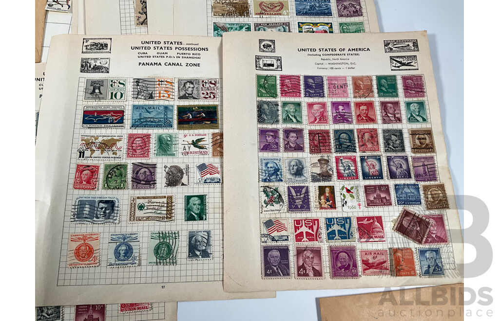 Collection of Vintage International Stamps Including Japan, USA, New Zealand, Great Britain, Ireland, Australian 1960's/70's First Day Covers and More