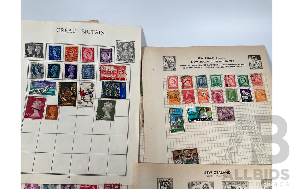 Collection of Vintage International Stamps Including Japan, USA, New Zealand, Great Britain, Ireland, Australian 1960's/70's First Day Covers and More