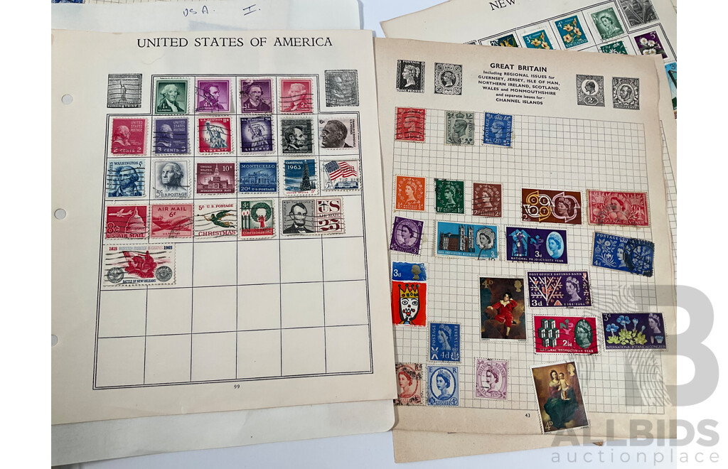 Collection of Vintage International Stamps Including Japan, USA, New Zealand, Great Britain, Ireland, Australian 1960's/70's First Day Covers and More