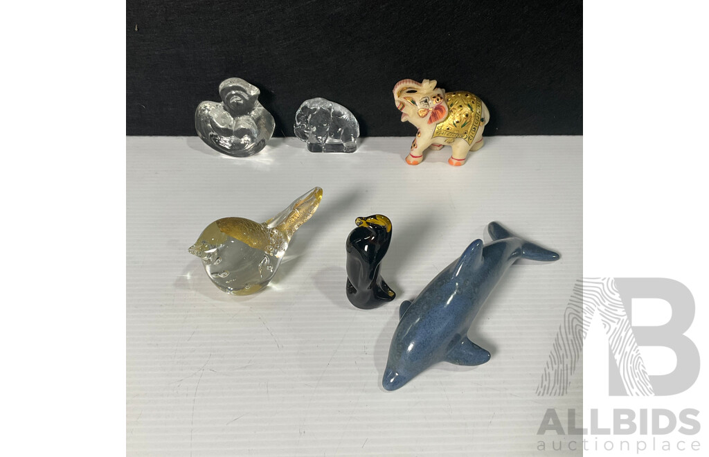 Collection of Glass and Ceramic Display Animal Figures