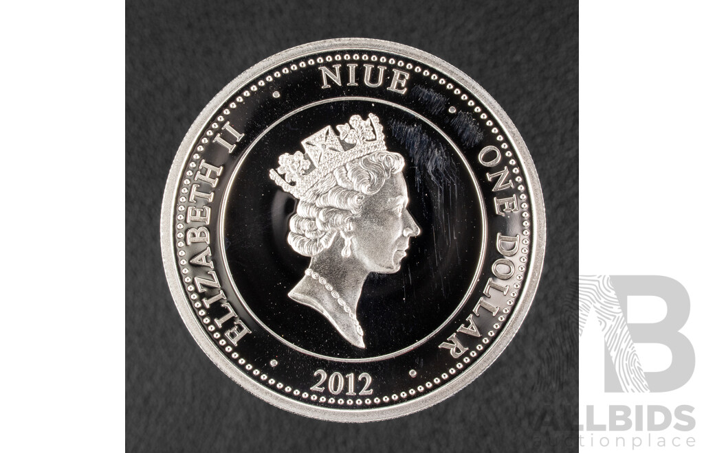Niue 2012 Silver One Dollar Coin, 100th Anniversary First Car Across Australia .999