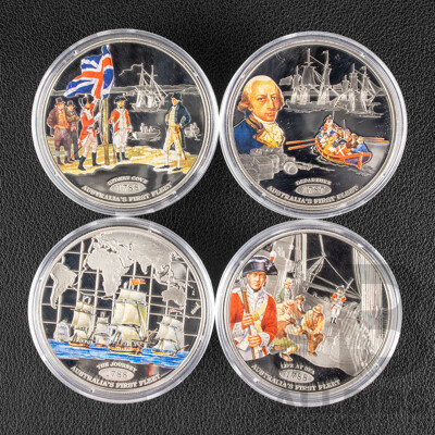 Tokelau 2013 Four Silver Proof One Dollar Coin Set, Australia's First Fleet .925