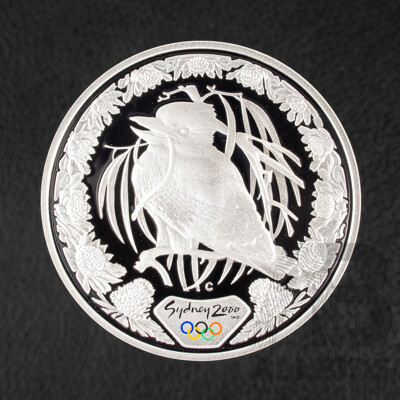 Australian RAM/Perth Mint 2000 Silver Proof Five Dollar Coin, Sydney Olympics, Kookaburra and Waratah .999