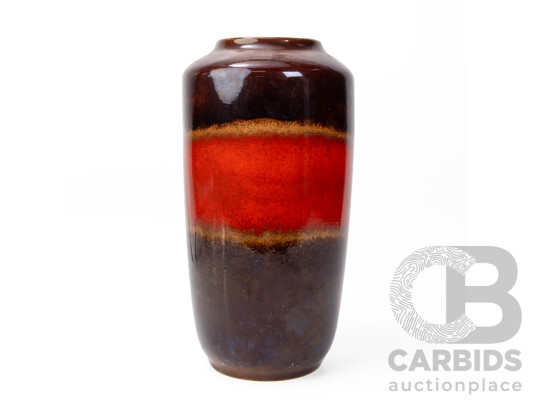 Large Mid Century West German Fat Lava Vase, Marked 517/38 W Germany