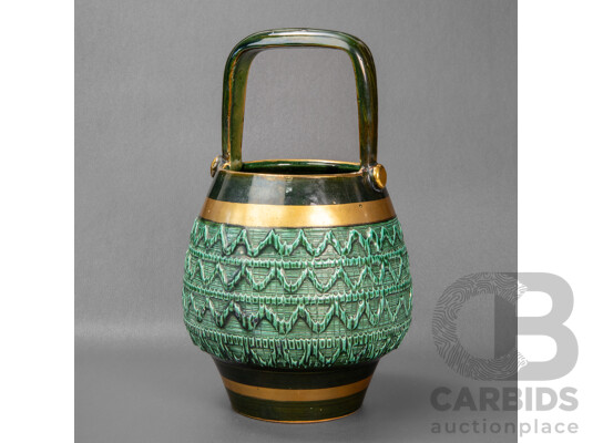 Mid Century Fratelli Fanciullacci Basket Vase, Marked 9227 Italy