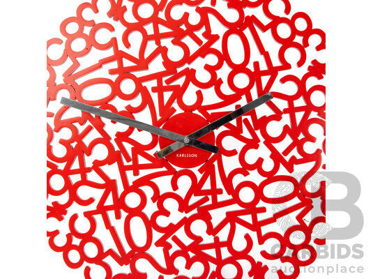 Red Karlsson Mixed Numbers Wall Clock Designed by J.P. Meulendijks