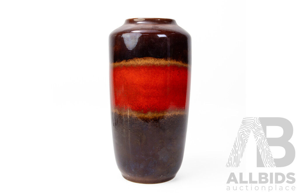 Large Mid Century West German Fat Lava Vase, Marked 517/38 W Germany