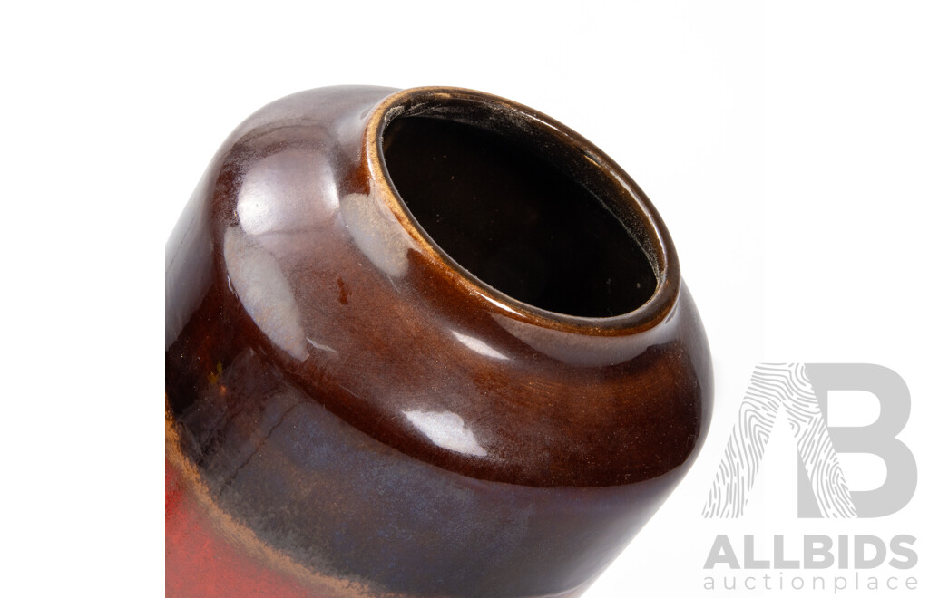 Large Mid Century West German Fat Lava Vase, Marked 517/38 W Germany