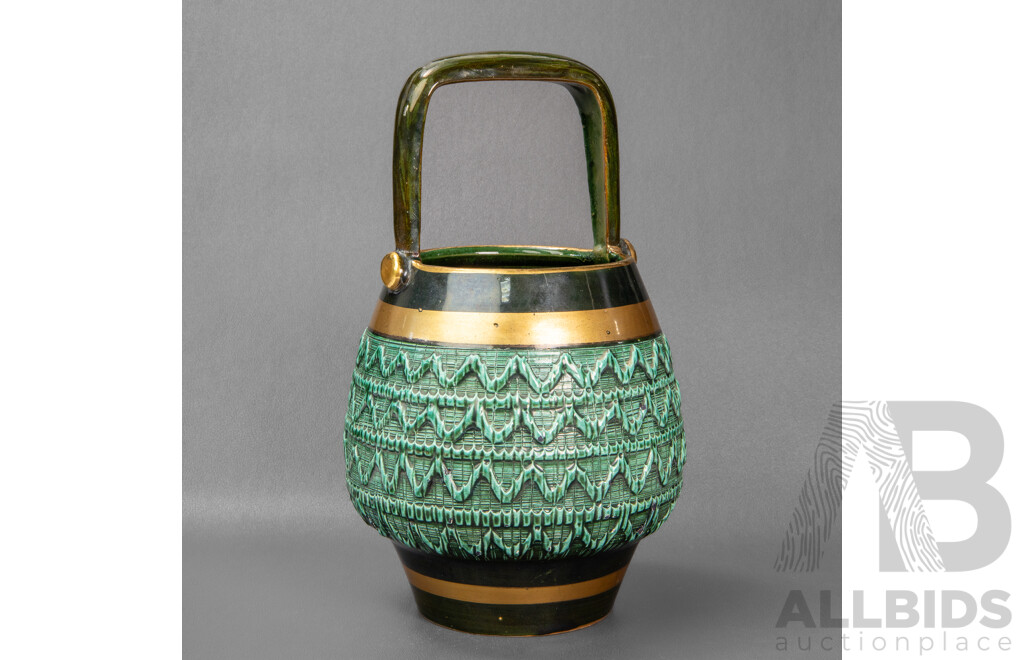 Mid Century Fratelli Fanciullacci Basket Vase, Marked 9227 Italy