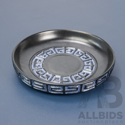 Mid Century Ceramic Dish with Greek Key Motif Designed by Frank Keramik Denmark