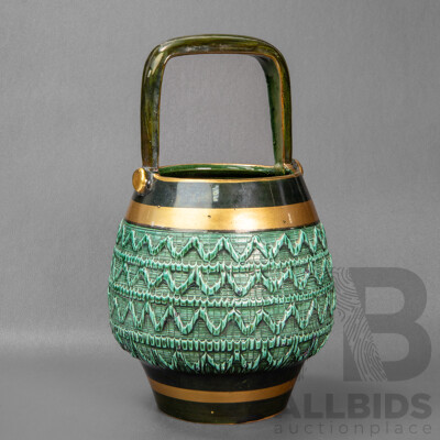 Mid Century Fratelli Fanciullacci Basket Vase, Marked 9227 Italy