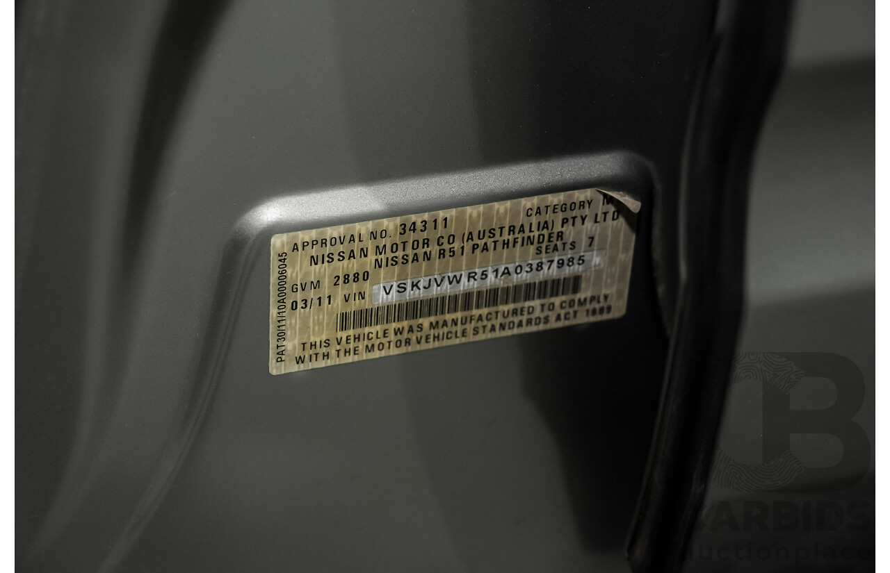 01/2011 Nissan Pathfinder ST-L (4x4) R51 Series 4 4d Wagon Gold Turbo diesel 2.5L