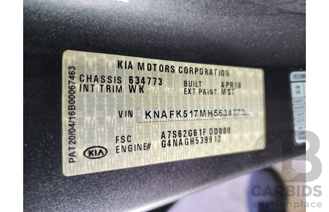09/2016 Kia Cerato S YD MY17 5d Hatchback Grey 2.0L