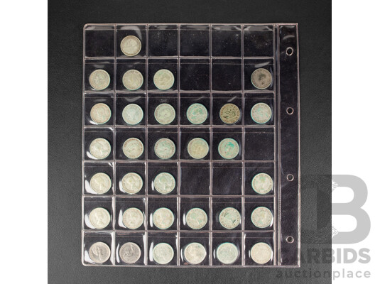 Collection of Canadian Silver Twenty Five Cent Coins Spanning 1936 to 1969  .800