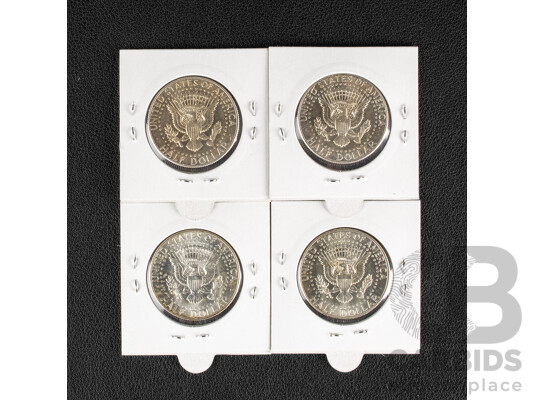 Four USA 1964P Silver Kennedy Half Dollars .900