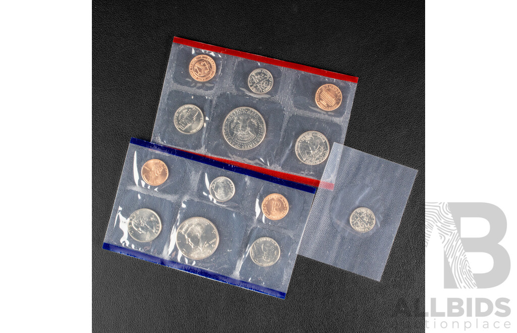 Four USA 1996 Thirteen UNC Coin Sets, 50th Anniversary of the Roosevelt Dime Editions