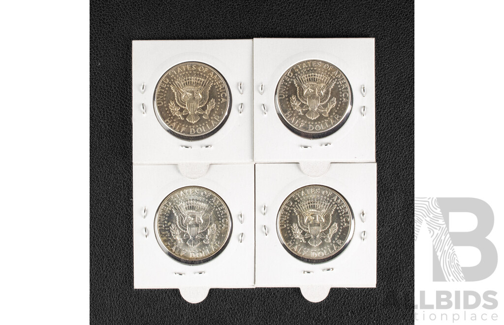Four USA 1964P Silver Kennedy Half Dollars .900