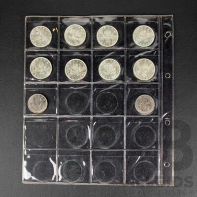 Collection of Canadian Silver One Dollar Coins Spanning 1959 to 1971