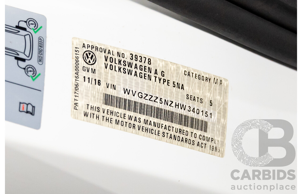 11/2016 Volkswagen Tiguan 110 TSI Trendline 5NA 4D Wagon White Turbo 1.4L