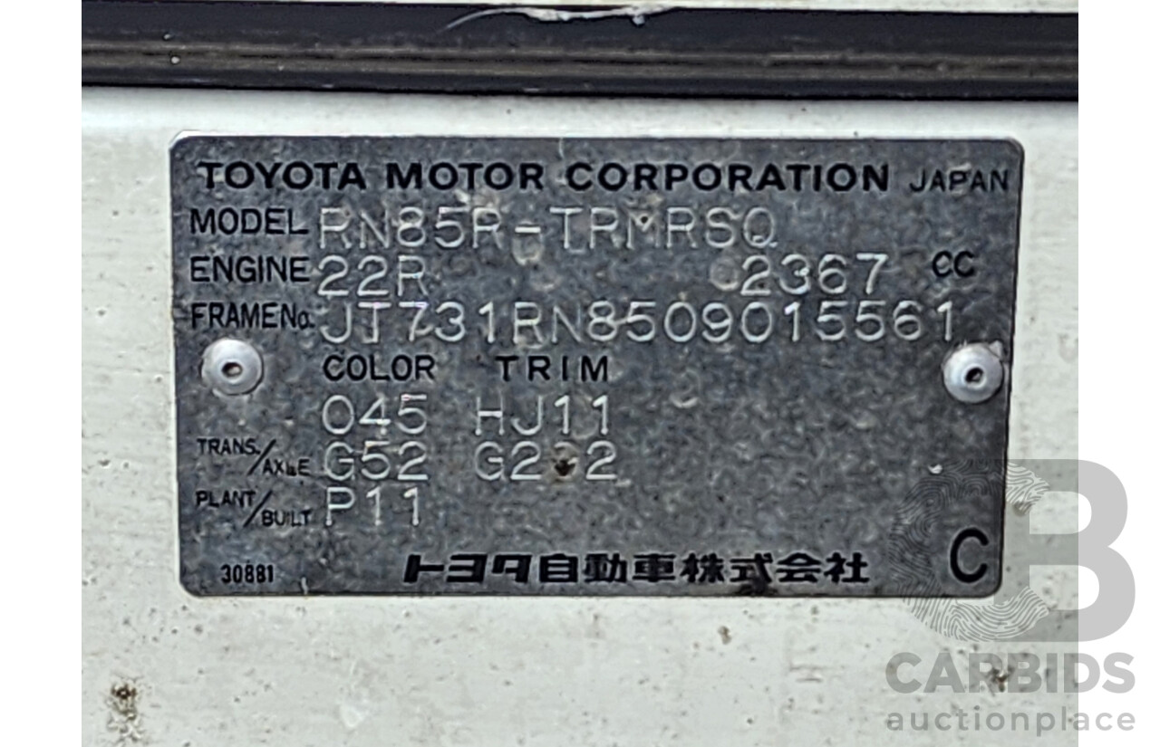 02/1993 Toyota Hilux  RN85R C/Chas White 2.4L