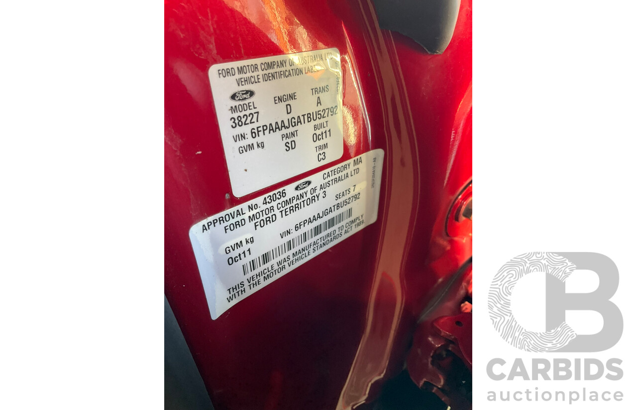 10/2011 Ford Territory Titanium SZ 4d Wagon Red Turbo Diesel 2.7L