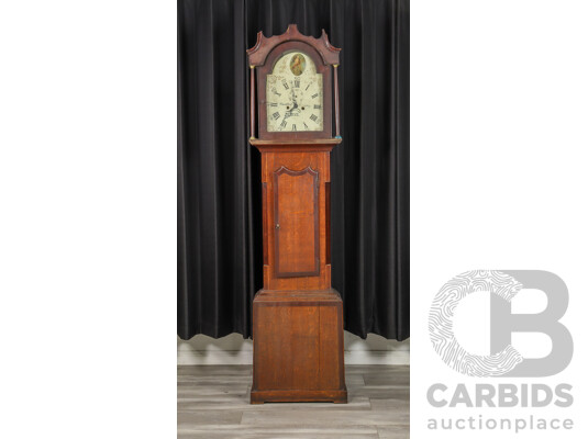 Georgian Silky Oak Long Case Clock by Mann & Wall