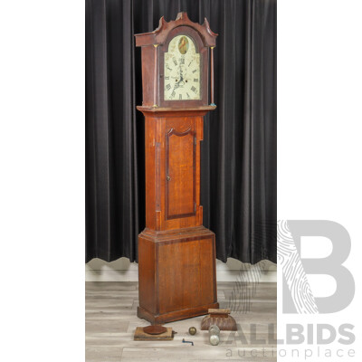 Georgian Silky Oak Long Case Clock by Mann & Wall