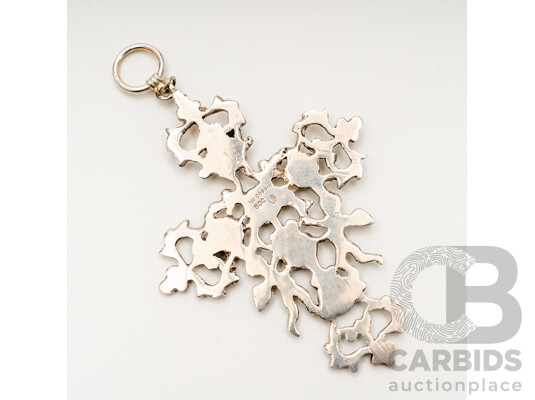 Vintage 800 Silver Floral Cross Pendant by Coppini, Florence, Italy