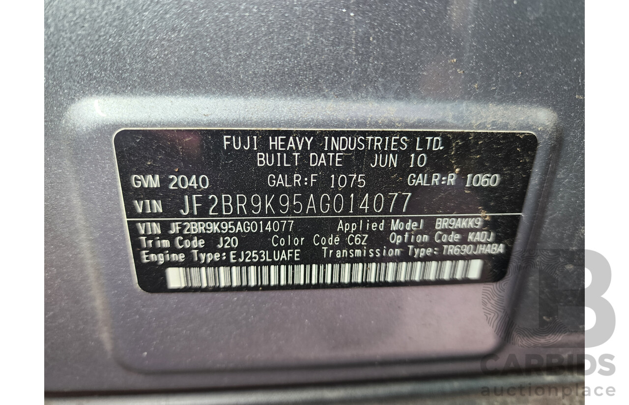 07/2010 Subaru Outback 2.5i MY10 4d Wagon Silver 2.5L