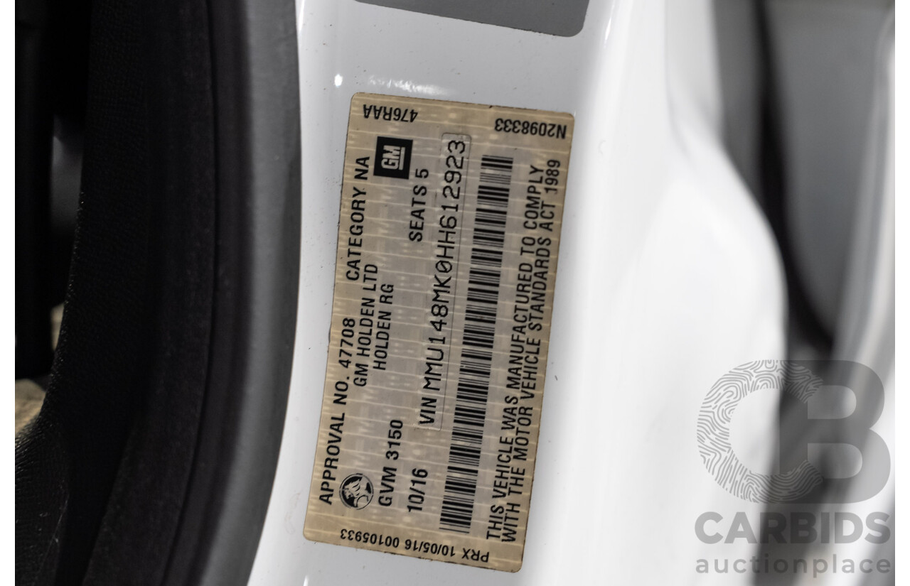 10/2016 Holden Colorado LTZ (4x4) RG MY17 Crew Cab P/Up White Turbo Diesel 2.8L