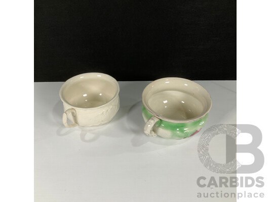 Two Vintage Porcelain Chamber Potties