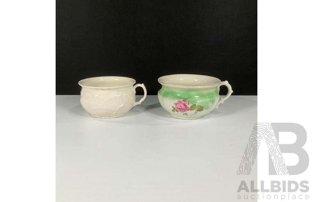 Two Vintage Porcelain Chamber Potties