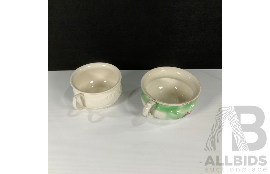Two Vintage Porcelain Chamber Potties