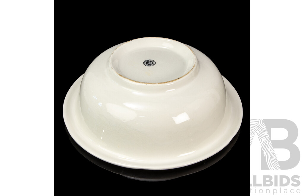 Large Antique R. Fowler Porcelain Wash Bowl, Made in Australia
