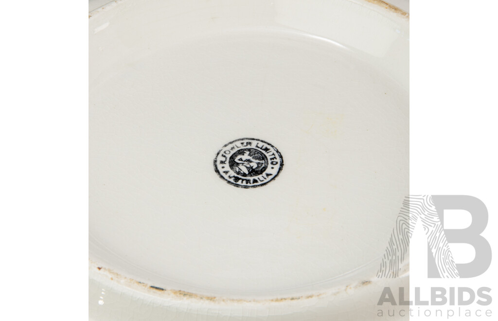 Large Antique R. Fowler Porcelain Wash Bowl, Made in Australia