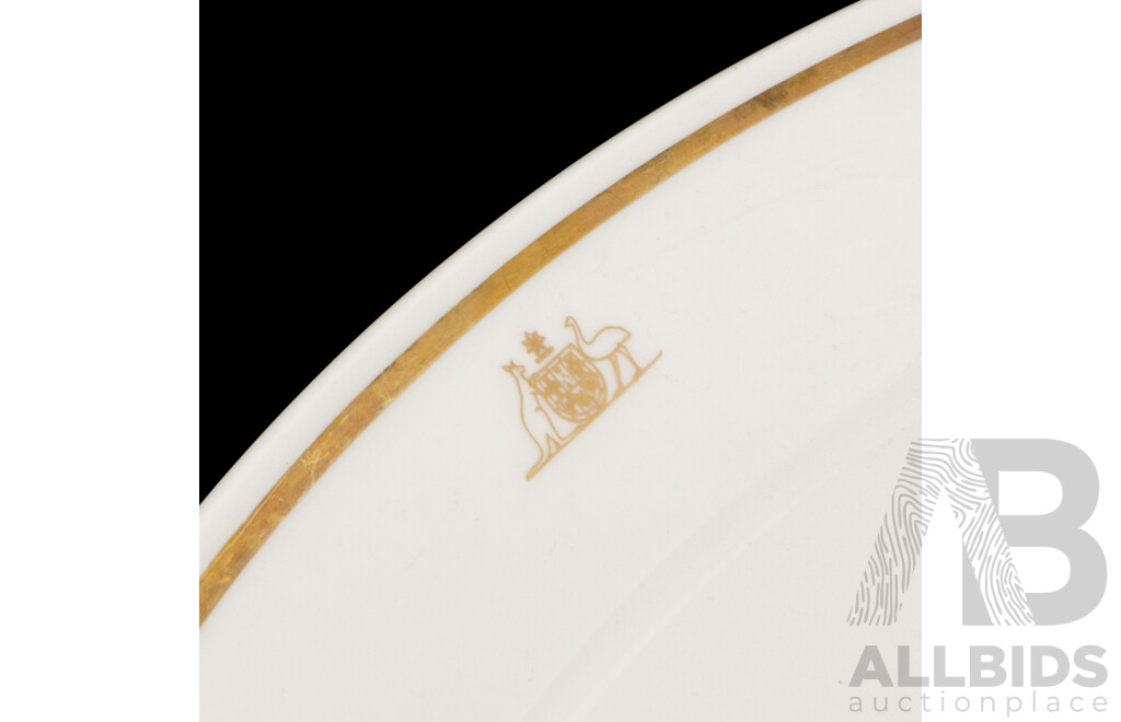 Two Australian Government Fine China Plates, Gilt Line Edge with Coat of Arms