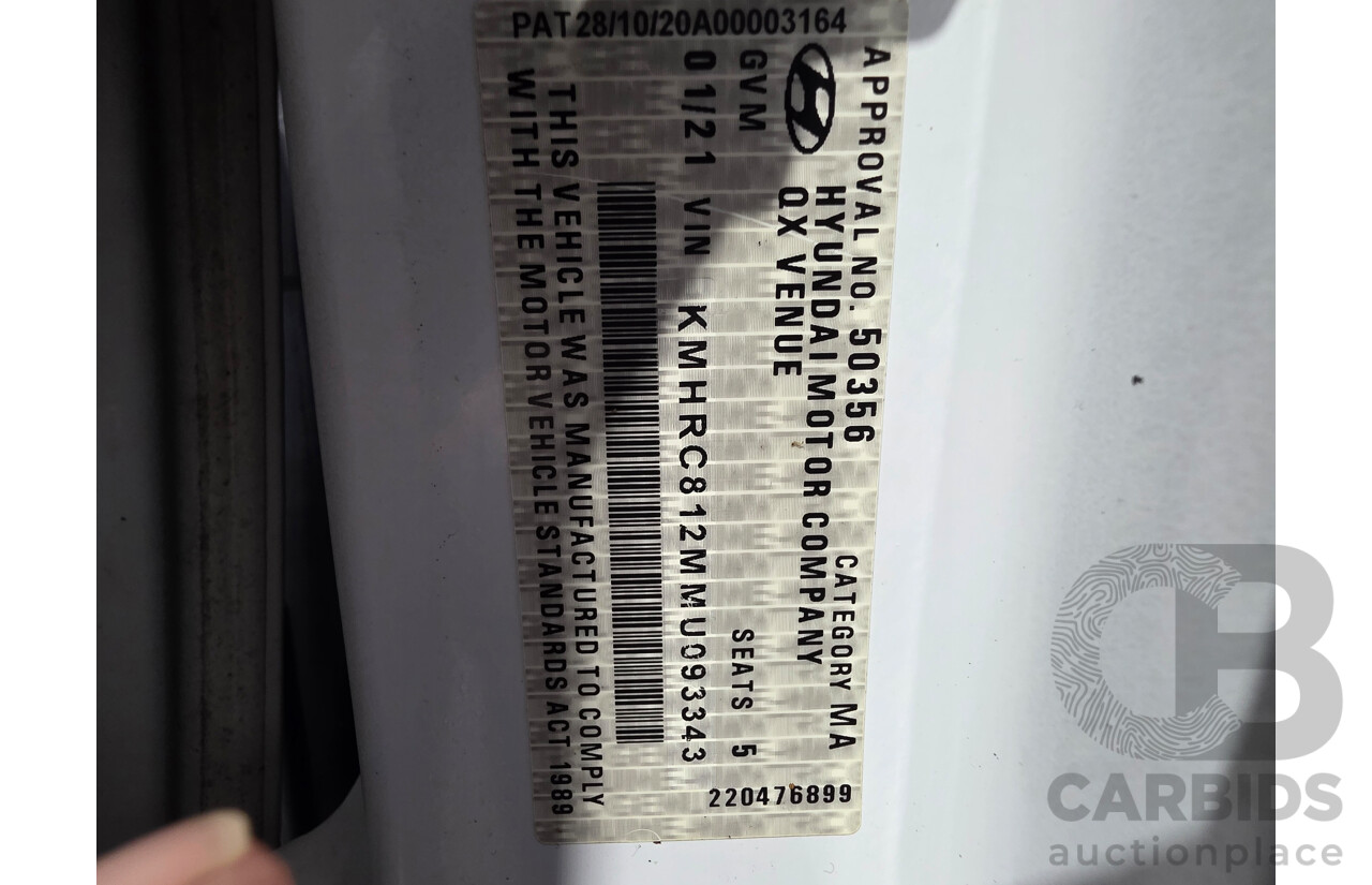 1/2021 Hyundai Venue Active QX.V3 MY21 4d Polar White 1.6L