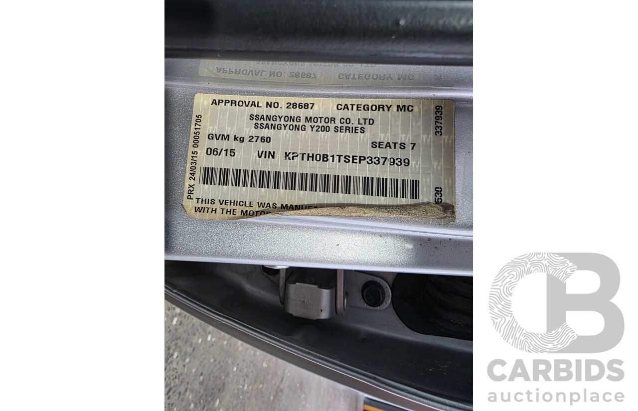 6/2015 Ssangyong Rexton SX (AWD) Y200 MY15 4d Wagon Silver Turbo Diesel 2.0L - 7 Seater