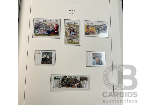 Leuchtturm Album of Australian Mint and Cancelled Stamps Spanning 2001 to 2005, Many Sets
