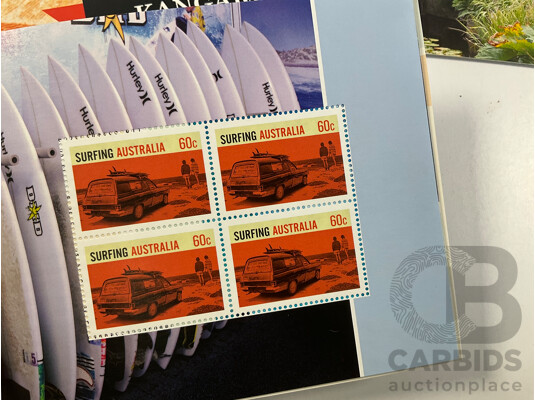 Thirteen Australian Postal Booklets Including Underwater World, Surfing Australia, Australian Botanic Gardens, Wedding Greetings, Indigenous Leaders, Doubles of All Except Story of the Kangaroo - Face Value Over $155