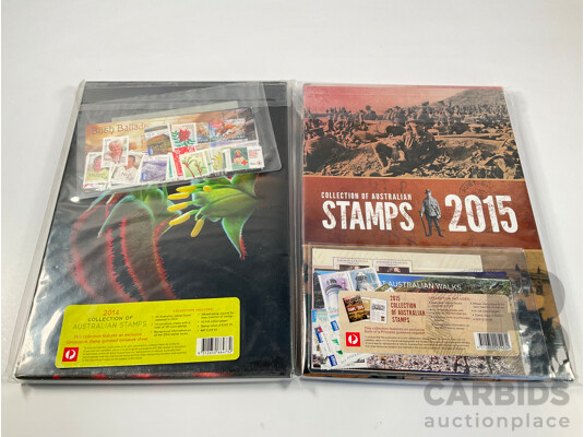 Two Australian Annual Stamp Albums, 2014 and 2015 - Face Value $201