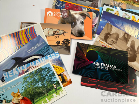 Collection of Australian Mint Stamp Packs Including 2012 Legends of Football, QE2 Birthday 2009, Christmas 2011 and More - Face Value Approximately $245