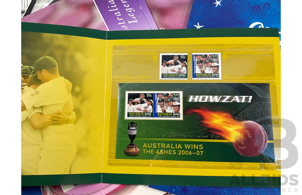 Twenty Eight Australian Mint Stamp Packs Including APEC, Year of the Surf Life Saver, Australian Special Air Service, Land Marks, Howzat!, Australian Legends and More Face Value Approximately $144