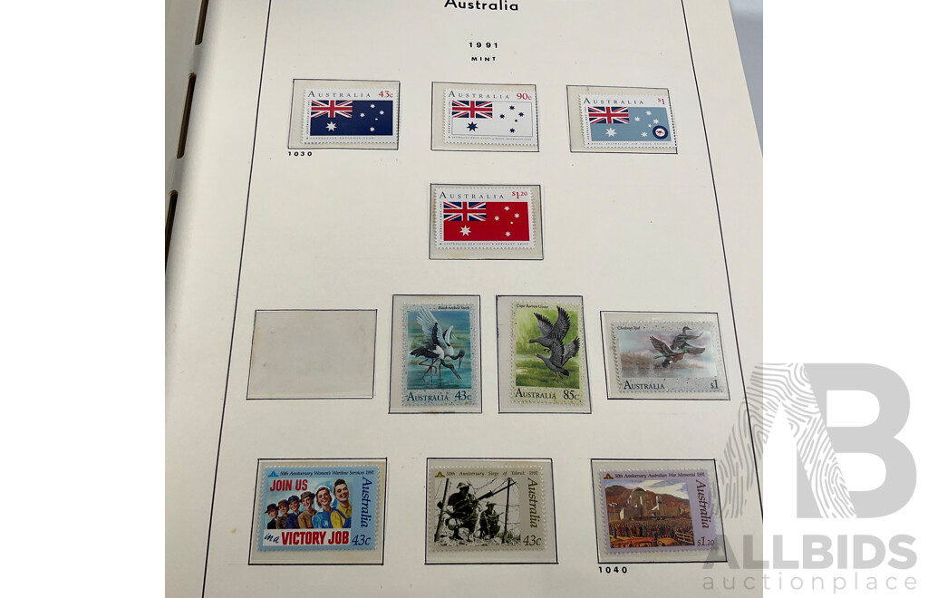 Album of Australian Stamps in Leuchtturm Album, Examples Spanning 1991 to 2000, Many Sets and Mints - Face Value Approximately $350
