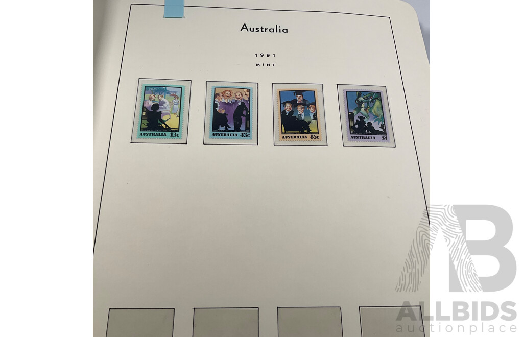 Album of Australian Stamps in Leuchtturm Album, Examples Spanning 1991 to 2000, Many Sets and Mints - Face Value Approximately $350